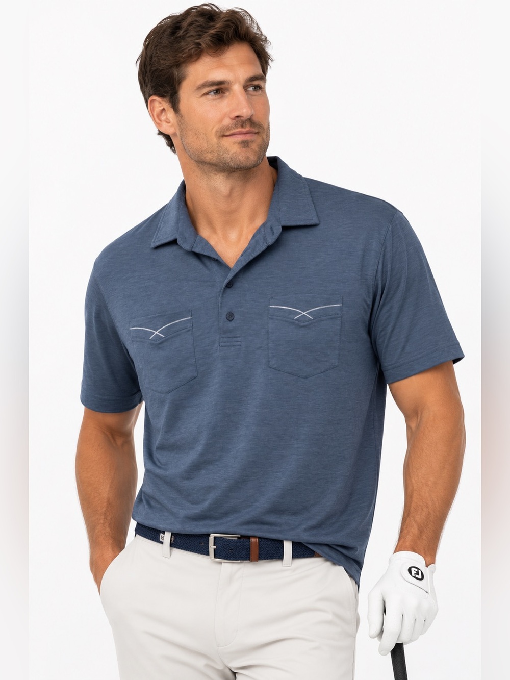 Travis Mathew Polo Shirt Gray Blue